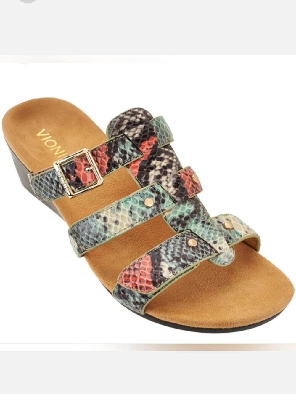 NEW Vionic Radia Snake Print Wedge Straps Sandals